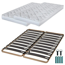 Ebac Matelas mousse + Sommier métal C310 2x90x190 Melissa - Hauteur 13 cm - Soutien ferme