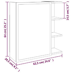 Helloshop26 Armoire à miroir de salle de bain 62,5 x 20,5 x 64 cm chêne 02_0006722 pas cher