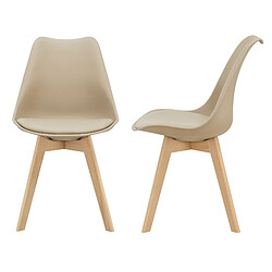 Lot de 2 Chaises de Salle à Manger Milano Similicuir Effet Hêtre Beige [en.casa]