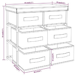 vidaXL Armoire de rangement avec 6 tiroirs 55x29x55 cm Noir Acier pas cher