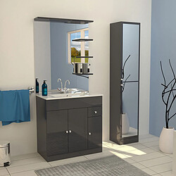 Dansmamaison Ensemble meuble de salle de bain 3en1 80 cm + colonne Gris - TROMA Ensemble meuble de salle de bain 3en1 80 cm + colonne Gris - TROMA - L 81 x l 47 x H 185 cm