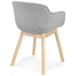 Acheter Alterego Chaise avec accoudoirs 'LAMBIC' en tissu gris clair et pieds en bois naturel