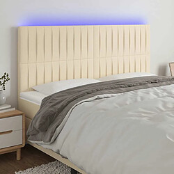 Maison Chic Tête de lit scandinave à LED,meuble de chambre Crème 160x5x118/128 cm Tissu -MN54738