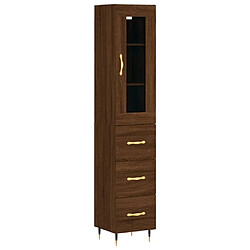 vidaXL Buffet haut Chêne marron 34,5x34x180 cm Bois d'ingénierie