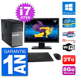 PC Tour Dell 9020 Ecran 19" Intel i7-4790 RAM 8Go Disque 2To Windows 10 Wifi · Occasion 