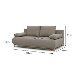 Acheter Banquette convertible 3 places MIKA - Tissu beige - Coffre de rangement - L 192 x H 84 x P 93 cm