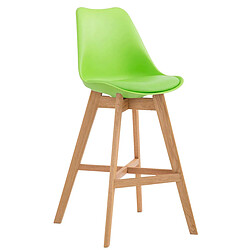 Decoshop26 Tabouret de bar style scandinave avec repose-pieds en bois assises en plastique et synthétique vert TDB10370 