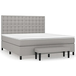 vidaXL Sommier à lattes de lit avec matelas Gris clair 180x200cm Tissu