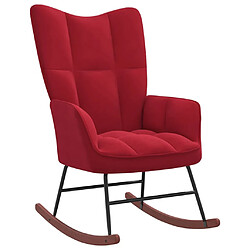 Maison Chic Chaise à bascule avec repose-pied | Fauteuil Relax Rouge bordeaux Velours -GKD41566 pas cher