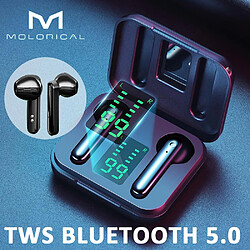 Universal Molo TWS Bluetooth 5.0 Casque sans fil Casque Bluetooth sans fil avec microphone Casque de sport Touch Control Téléphone Bouchons d'oreille Bouchons d'oreille