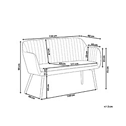 Beliani Canapé banquette 2 places en velours gris clair TABY