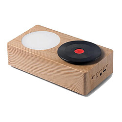 Yonis Enceinte Bluetooth Rétro Créative Sans Fil Son Stéréo 360° Autonomie 8h Enceinte Bluetooth Rétro De Bureau Sans Fil Avec Disque Vinyle Rotatif Et Lumière Nuit Beige YONIS