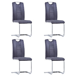 Maison Chic Lot de 4 Chaises à manger cantilever| Chaises de salle à manger cuisine gris similicuir daim -GKD19033