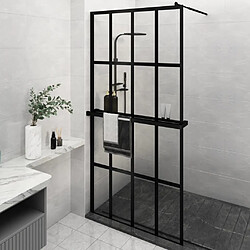 Maison Chic Paroi de douche | Écran de douche | Cloison de douche avec étagère Noir 118x190cm Verre ESG&Aluminium -GKD75903