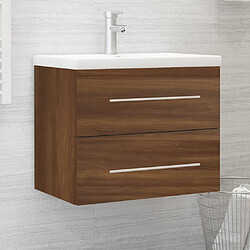 vidaXL Meuble lavabo avec bassin intégré Chêne brun Bois d'ingénierie