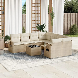 Maison Chic Salon de jardin avec coussins 9 pcs, Ensemble Tables et chaises de jardin, beige résine tressée -GKD464989