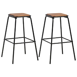 vidaXL Tabourets de bar lot de 2 noir pinède solide et acier 