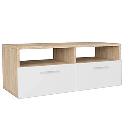 Avis Maison Chic Meuble TV scandinave 2 pcs - Banc TV pour salon Aggloméré 95 x 35 x 36 cm Chêne et blanc -MN57882