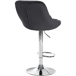 Acheter Decoshop26 Tabouret de bar en velours gris foncé coutures décoratives pivotant support métal chromé TDB10671