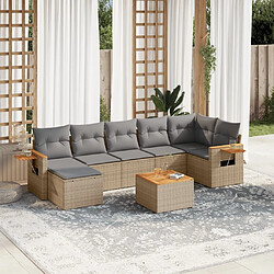 Maison Chic Salon de jardin avec coussins 8 pcs | Ensemble de Table et chaises | Mobilier d'Extérieur beige résine tressée -GKD79022