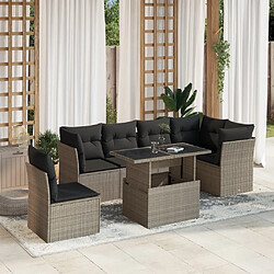 vidaXL Salon de jardin avec coussins 7 pcs gris clair résine tressée