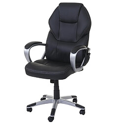 Decoshop26 Fauteuil de bureau sur roulettes avec fonction massage chauffage pivotante en synthétique noir 04_0001781