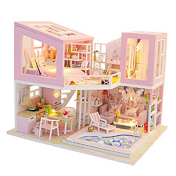 Maison de Poupée Miniature Bricolage Maison Miniature en Kit avec Lumière LED