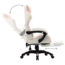 Acheter Maison Chic Fauteuil de jeux vidéo avec repose-pied,Fauteuil Gamer du Bureau Rose et blanc Similicuir -MN14202