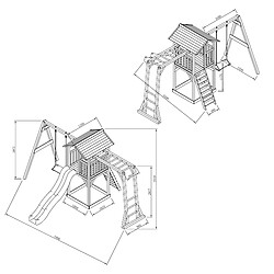 Acheter AXI Beach Tower Aire de Jeux avec Toboggan en VERT Clair, Cadre d'escalade, Balançoire & Bac à Sable | Grande Maison Enfant extérieur en Gris & BLANC | Cabane de Jeu en Bois FSC