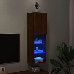 Maison Chic Meuble TV avec lumières LED, Banc TV pour salon, Meuble de rangement chêne marron 30,5x30x102 cm -GKD15658 pas cher