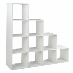 Mpc Étagère Escalier Blanche 10 Cases 142,5 X 140 X 29 Cm (lxhxp)