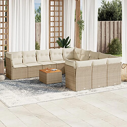 Maison Chic Salon de jardin avec coussins 12 pcs | Ensemble de Table et chaises | Mobilier d'Extérieur beige résine tressée -GKD68191