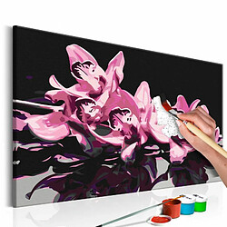 Paris Prix Tableau à Peindre Soi-Même Orchidée Rose Fond Noir 40x60cm 