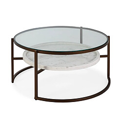 Table Basse Thai Natura Blanc Transparent Bronze 92 x 45 x 92 cm