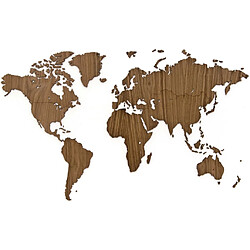 MiMi Innovations Décoration carte du monde murale Bois noyer 130x78 cm 