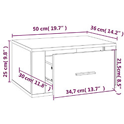 vidaXL Tables de chevet murales 2 pcs Sonoma gris 50x36x25 cm pas cher