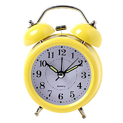 Acheter numérique 3d double cloche horloge carillon horloge fort réveil batterie puissance 3inch jaune