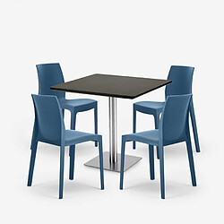 Avis Grand Soleil Lot De 4 Chaises Empilables Bar Cuisine Table Horeca Noir 90x90cm Jasper Black, Couleur: Bleu