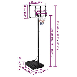 vidaXL Support de basket-ball Transparent 235-305 cm Polycarbonate pas cher