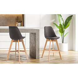 Non Lot de 2 tabourets de bar Cannes tissu naturel 