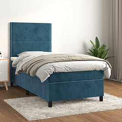 Maison Chic Lit Adulte - Lit simple Lit à sommier tapissier avec matelas moelleux - Meuble de Chambre - Bleu foncé 100x200 cm -MN70456