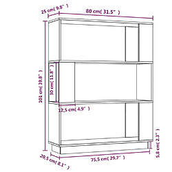 vidaXL Bibliothèque/Séparateur de pièce Noir 80x25x101 cm Pin massif pas cher
