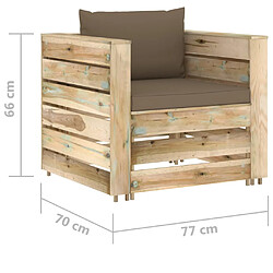 vidaXL Salon de jardin 2 pcs avec coussins Bois imprégné de vert pas cher