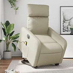 Maison Chic Fauteuil Relax pour salon, Fauteuil inclinable de massage électrique crème similicuir -GKD79146