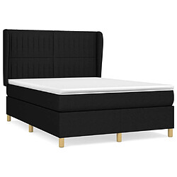 vidaXL Sommier à lattes de lit avec matelas Noir 140x200 cm Tissu