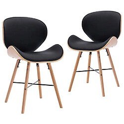 Maison Chic Lot de 2 Chaises à manger,Chaise pour cuisine,Solide Structure noir similicuir et bois courbé -MN95672