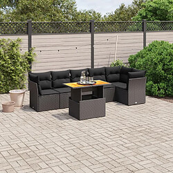 Maison Chic Ensemble Tables et chaises d'extérieur 7pcs avec coussins,Salon de jardin noir résine tressée -GKD453370