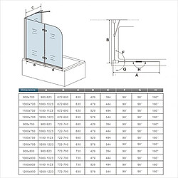 Pare baignoire 110x140cm 2 volets en verre anticalcaire pivotant à 180°avec une paroi fixée 75x140cm pas cher