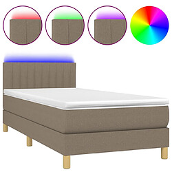 vidaXL Sommier à lattes de lit avec matelas LED Taupe 100x200 cm Tissu