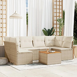 Maison Chic Salon de jardin avec coussins 7 pcs, Ensemble Tables et chaises de jardin, beige résine tressée -GKD991277